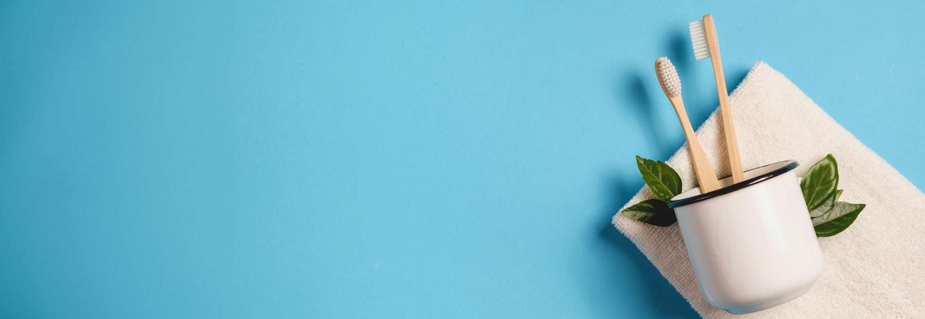 Two toothbrushes in a cup | Clifton Hill Dentist