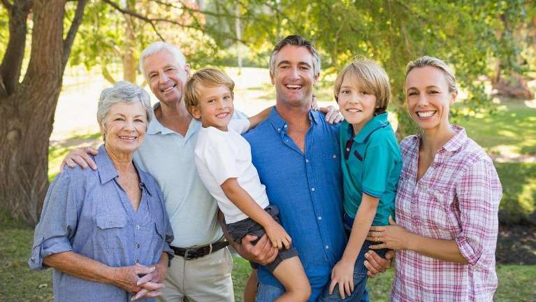 A smiling family at the park | family dentist clifton hill